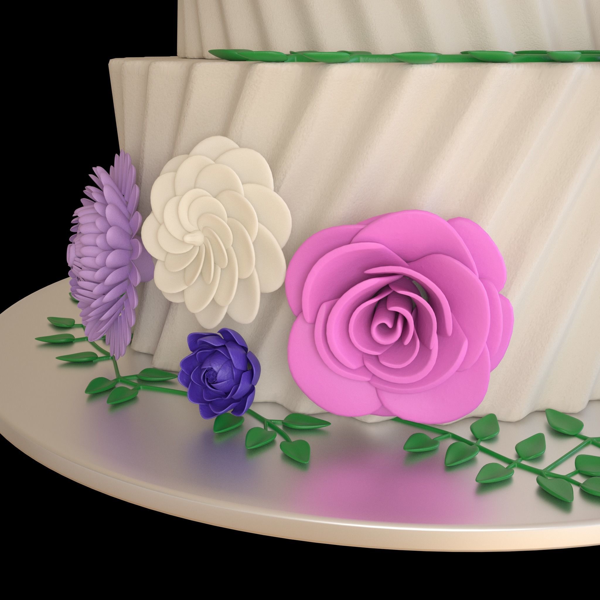 Floral cake 3D model_6