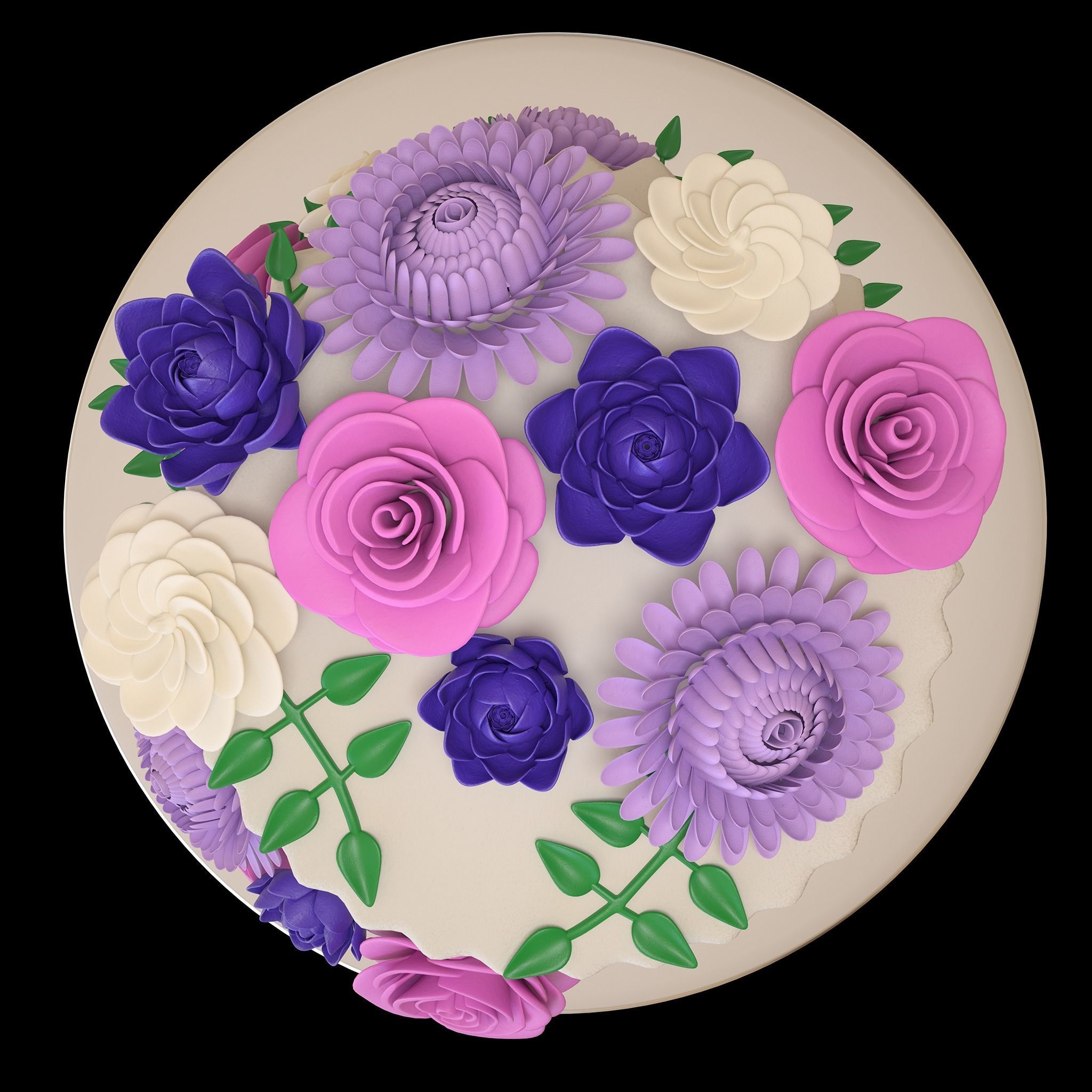 Floral cake 3D model_4