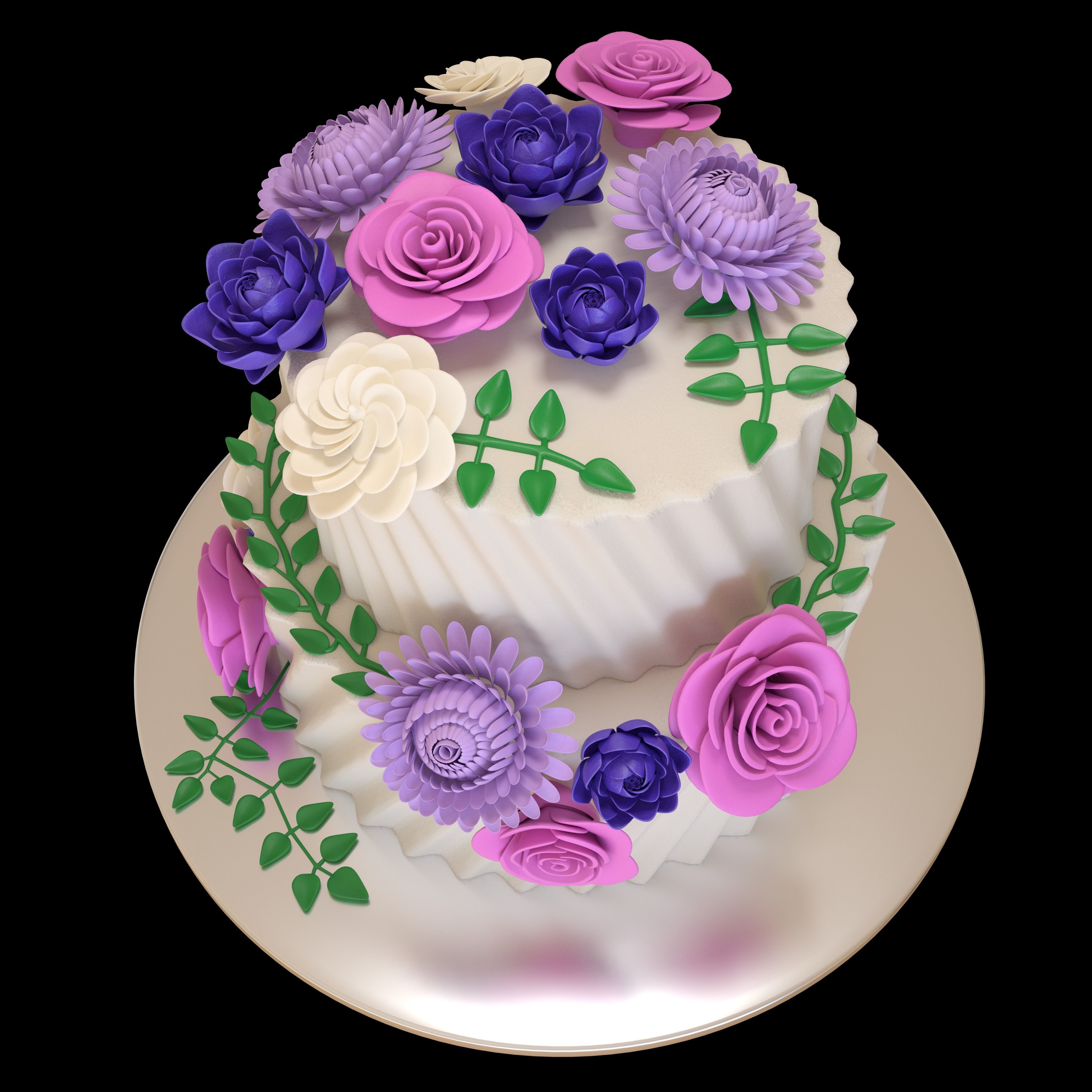 Floral cake 3D model_3
