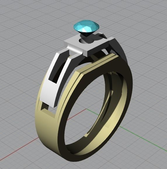  ring  gold ring bi-color ring 3D print model_4