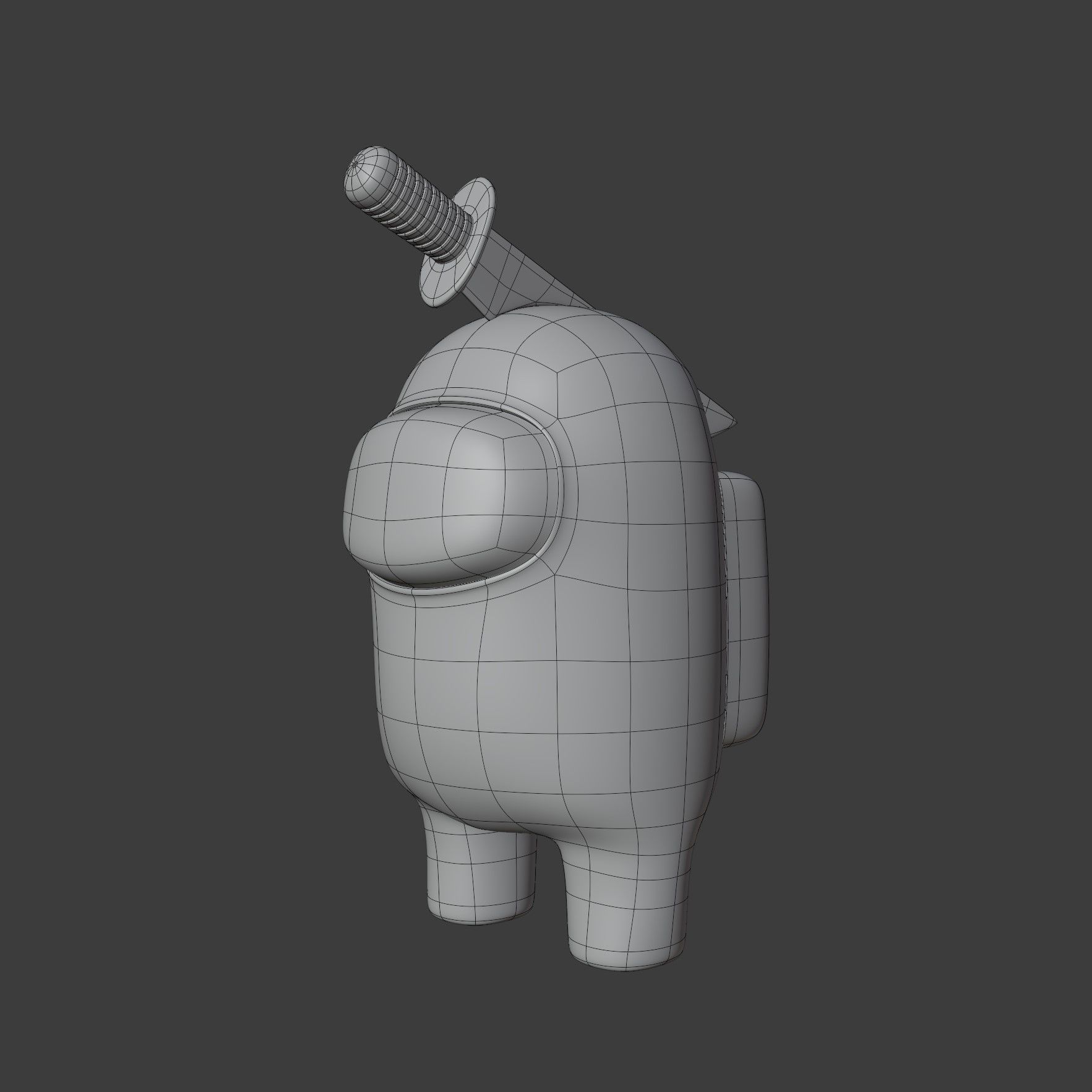 Among Us Knife Hat Character 3D model_10