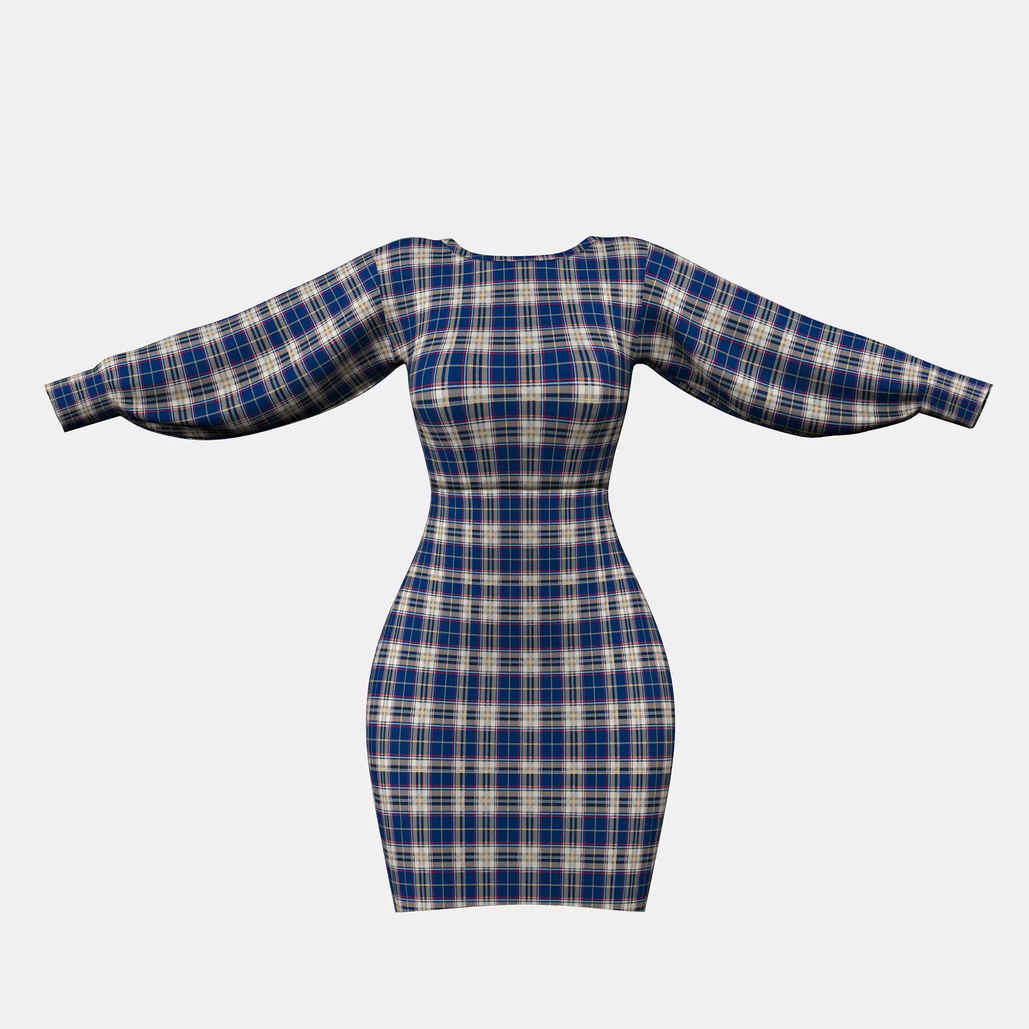 Chequered pattern dress Low-poly 3D model