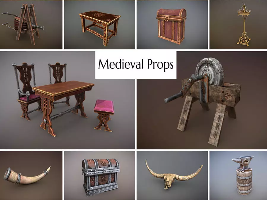 Medieval Props Unreal Engine  Low-poly 3D model_0