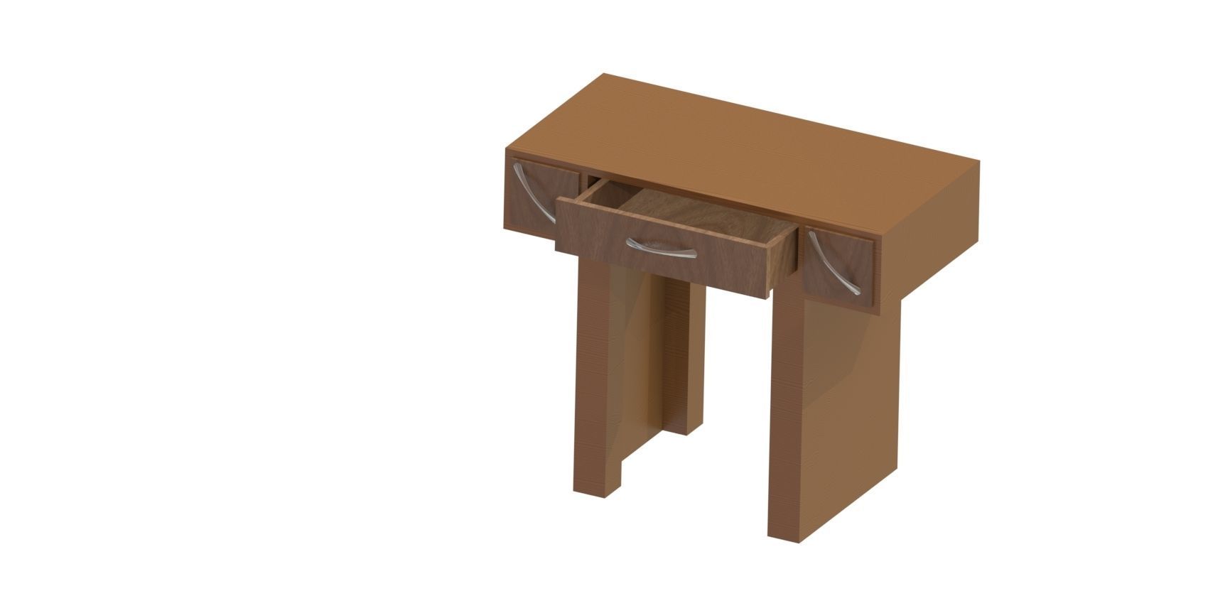 Table wooden with two drawers 3D model_4