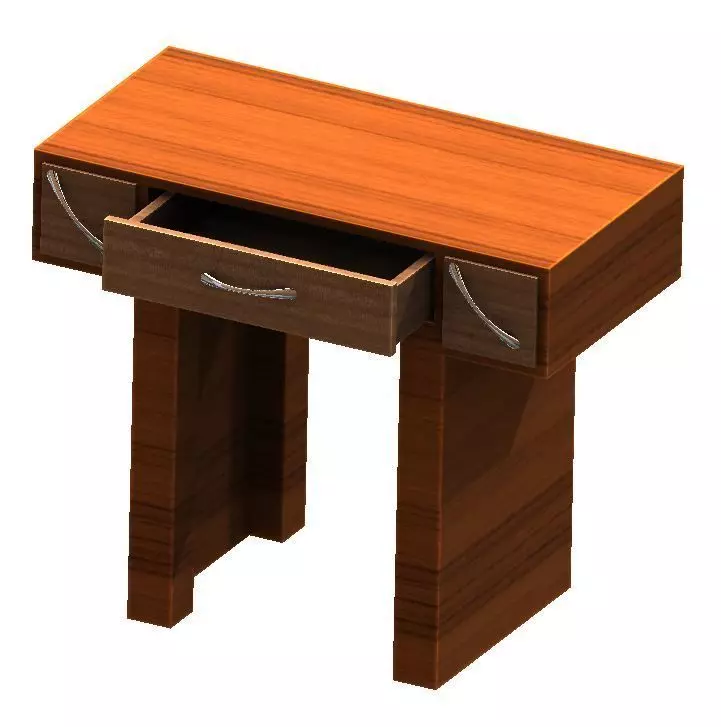 Table wooden with two drawers 3D model_0