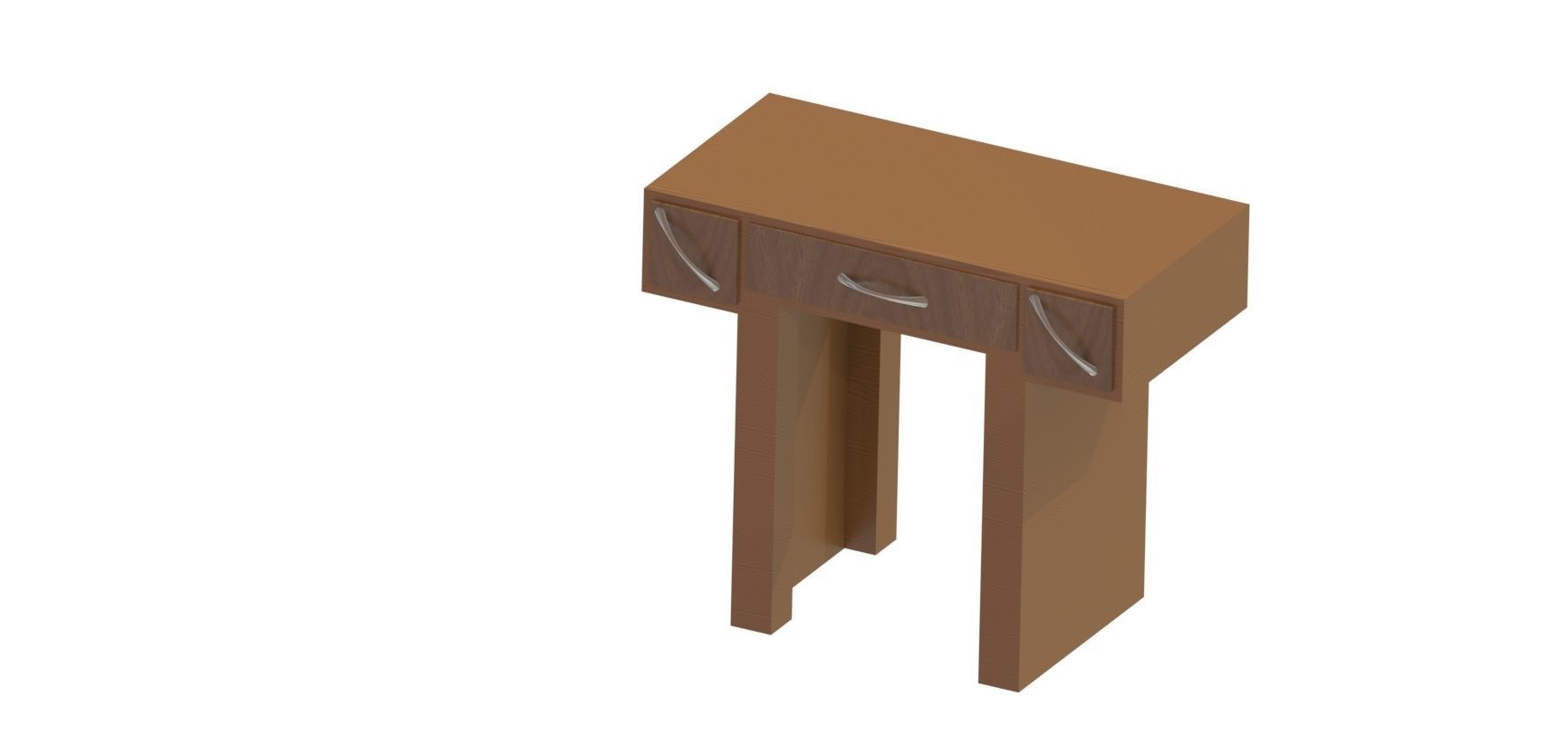 Table wooden with two drawers 3D model_2