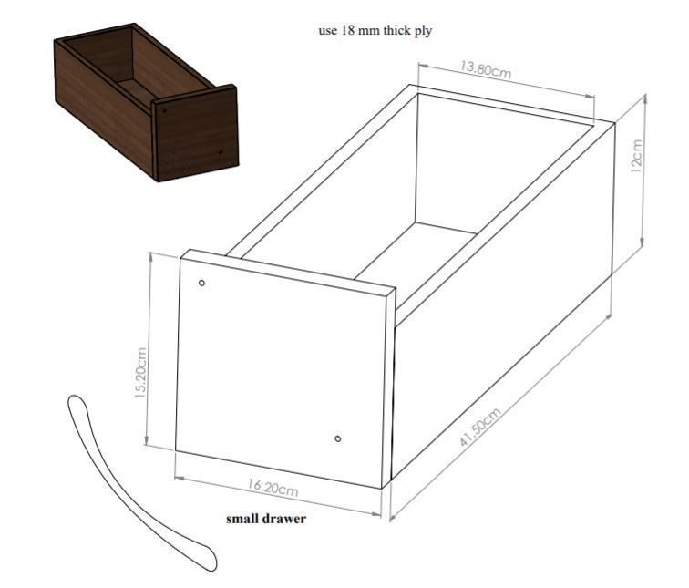 Table wooden with two drawers 3D model_7