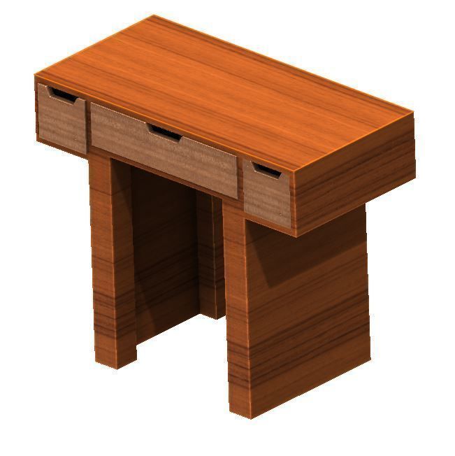 Table wooden with two drawers 3D model_1