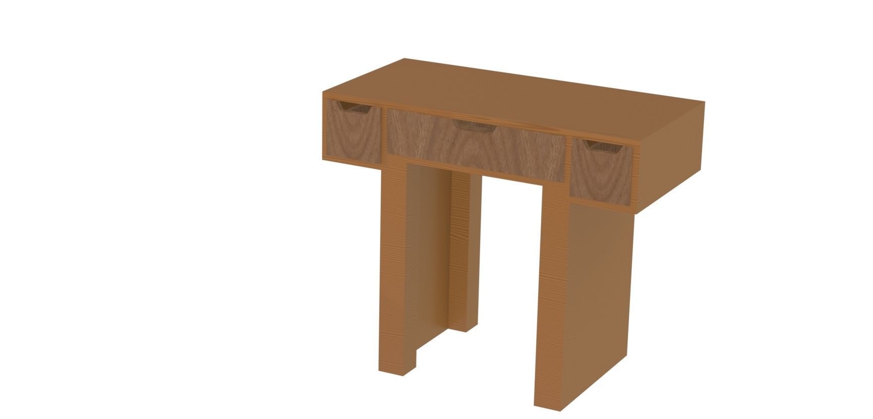 Table wooden with two drawers 3D model_3