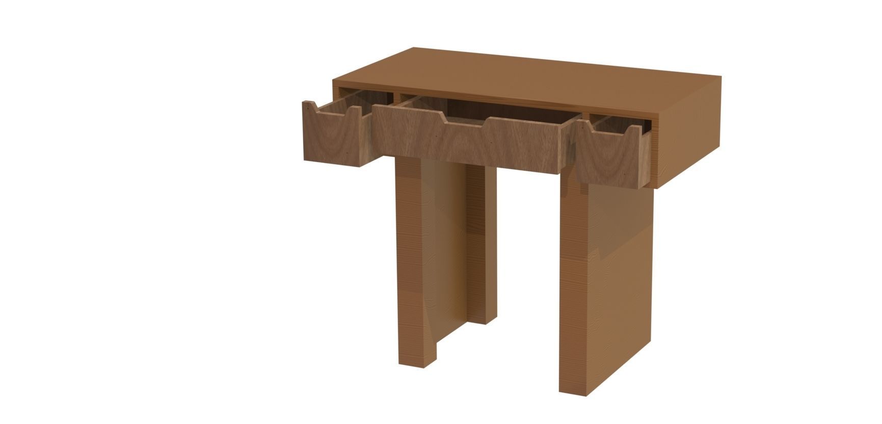 Table wooden with two drawers 3D model_6