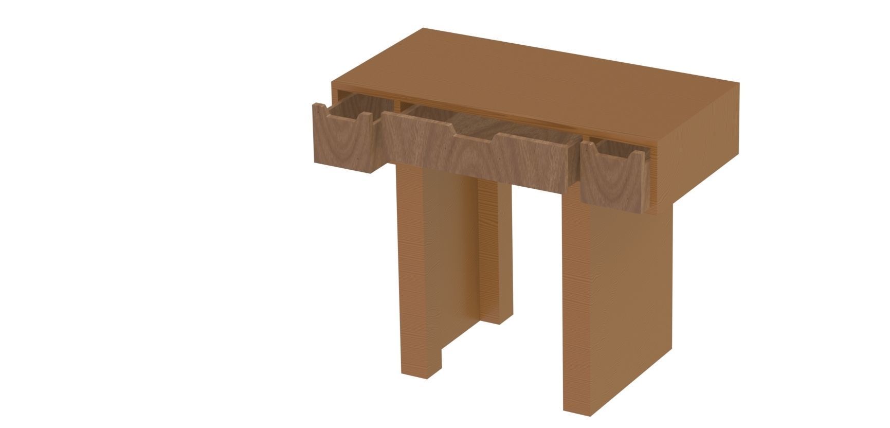 Table wooden with two drawers 3D model_5