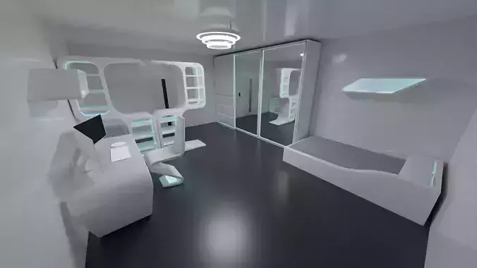 Sci-fi furniture lowpoly set Low-poly 3D model