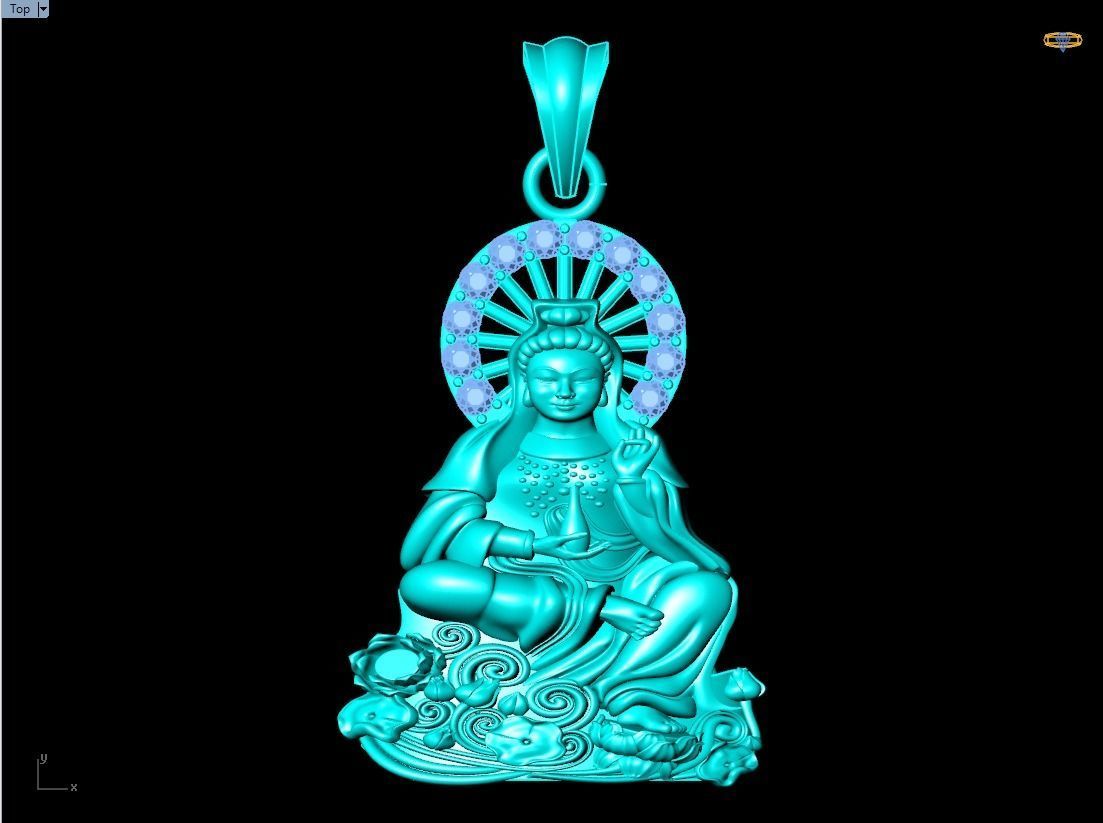 Buddha Guan Yin pendant 3D print model_2