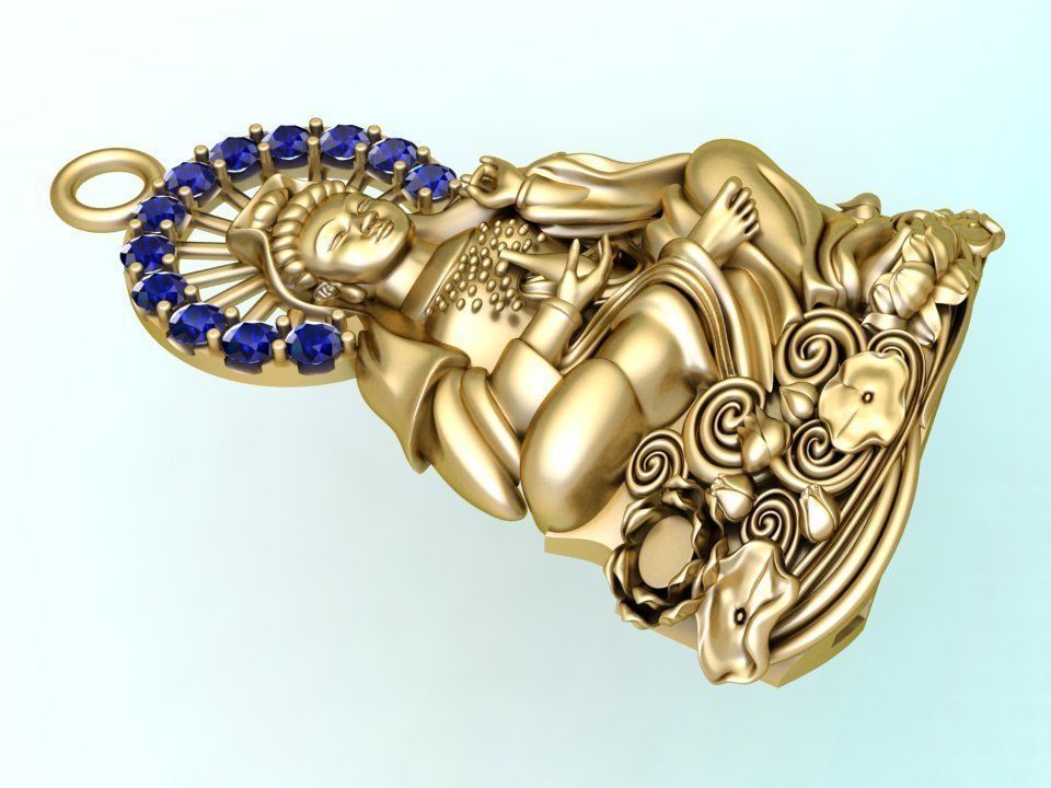 Buddha Guan Yin pendant 3D print model_1