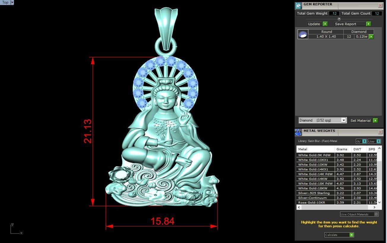 Buddha Guan Yin pendant 3D print model_6