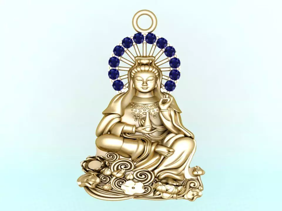 Buddha Guan Yin pendant 3D print model_0
