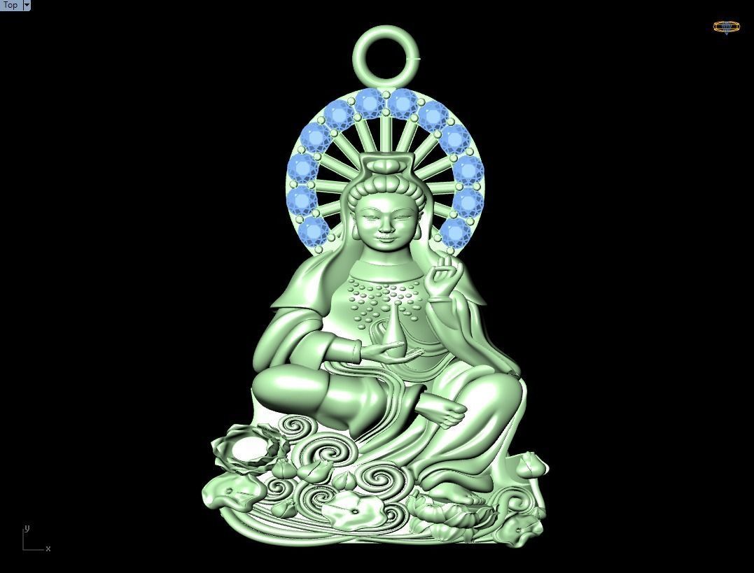 Buddha Guan Yin pendant 3D print model_3