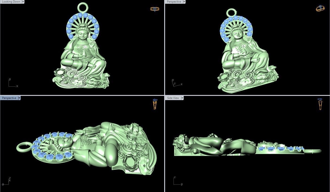 Buddha Guan Yin pendant 3D print model_5