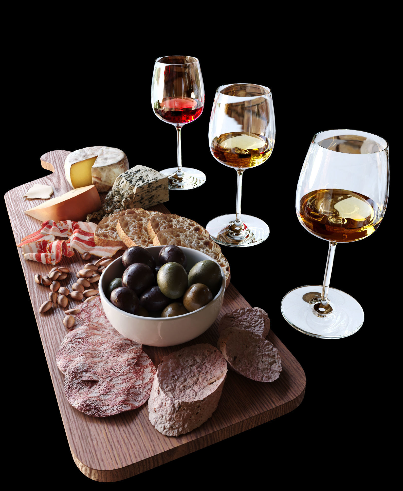 Food sausage and cheese 3D model_2