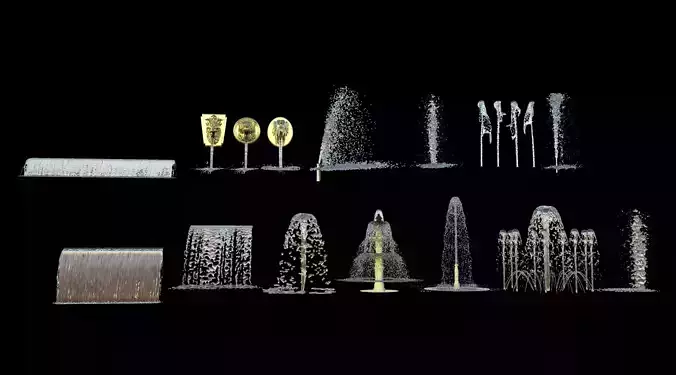 Collection Of Fountains - FBX Low-poly 3D model
