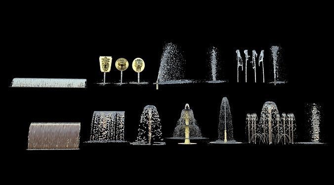 Collection Of Fountains - FBX Low-poly 3D model