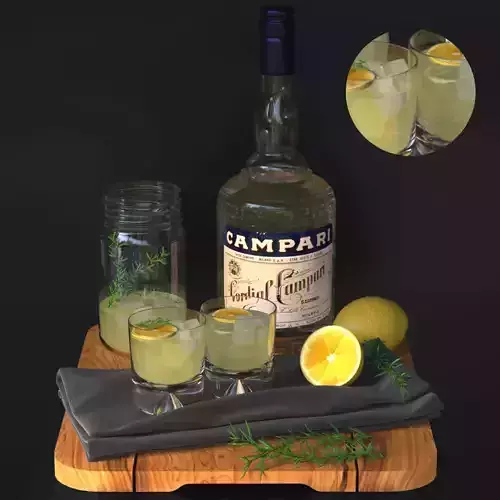 Alcohol set with lemon