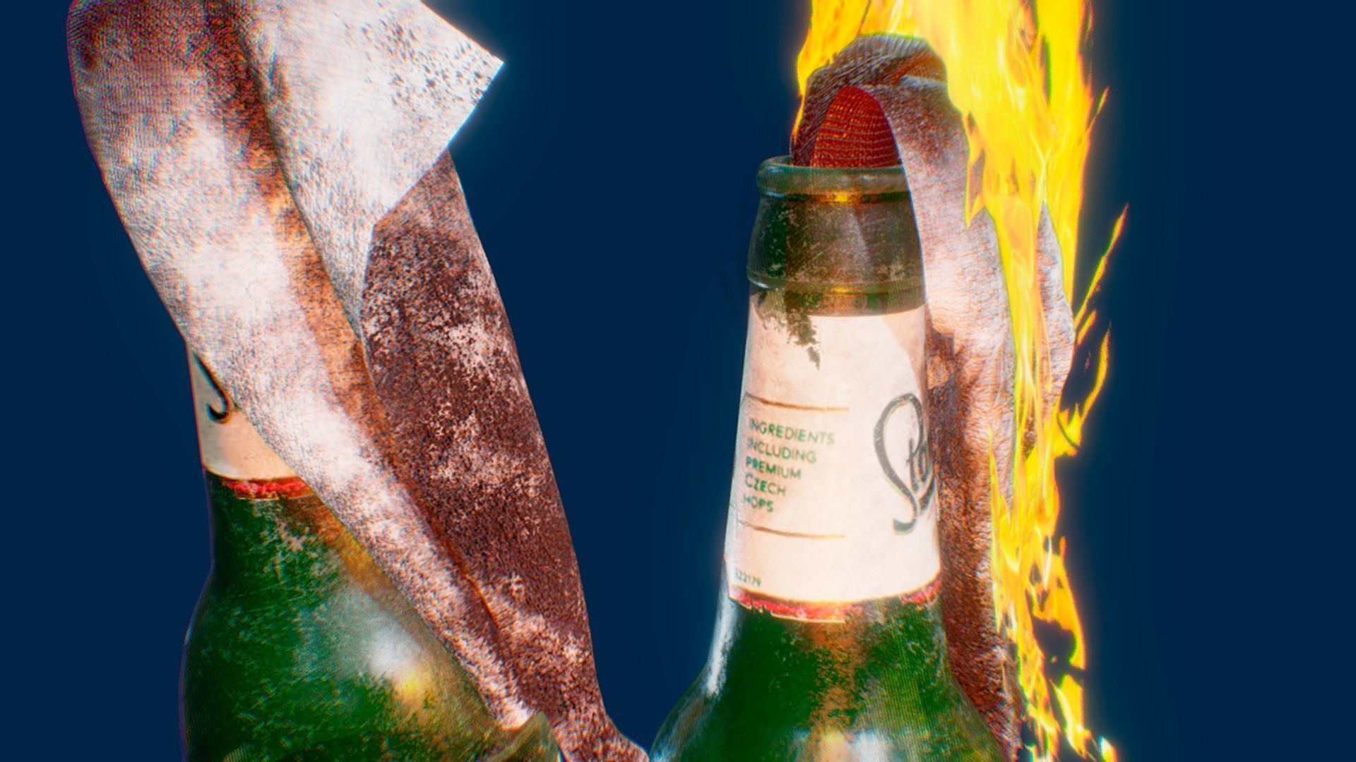 Molotov cocktail Low-poly 3D model_2