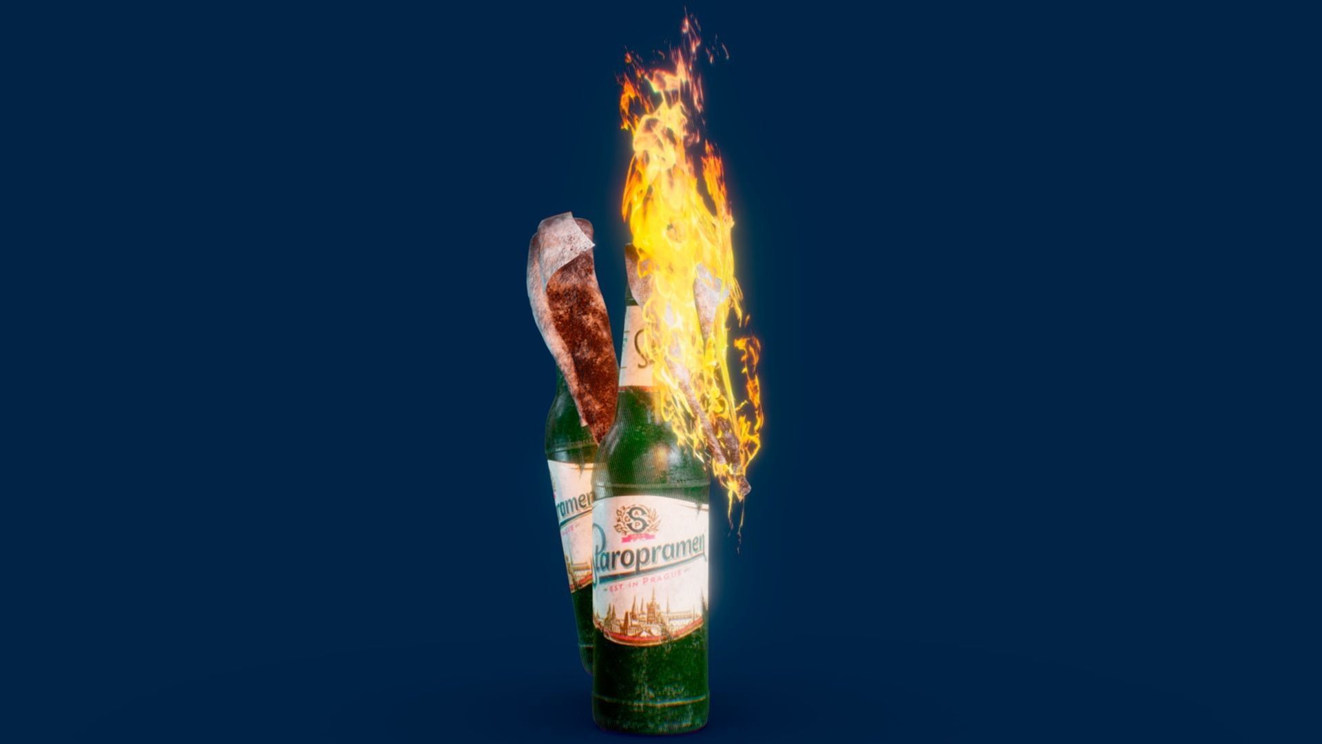 Molotov cocktail Low-poly 3D model_1