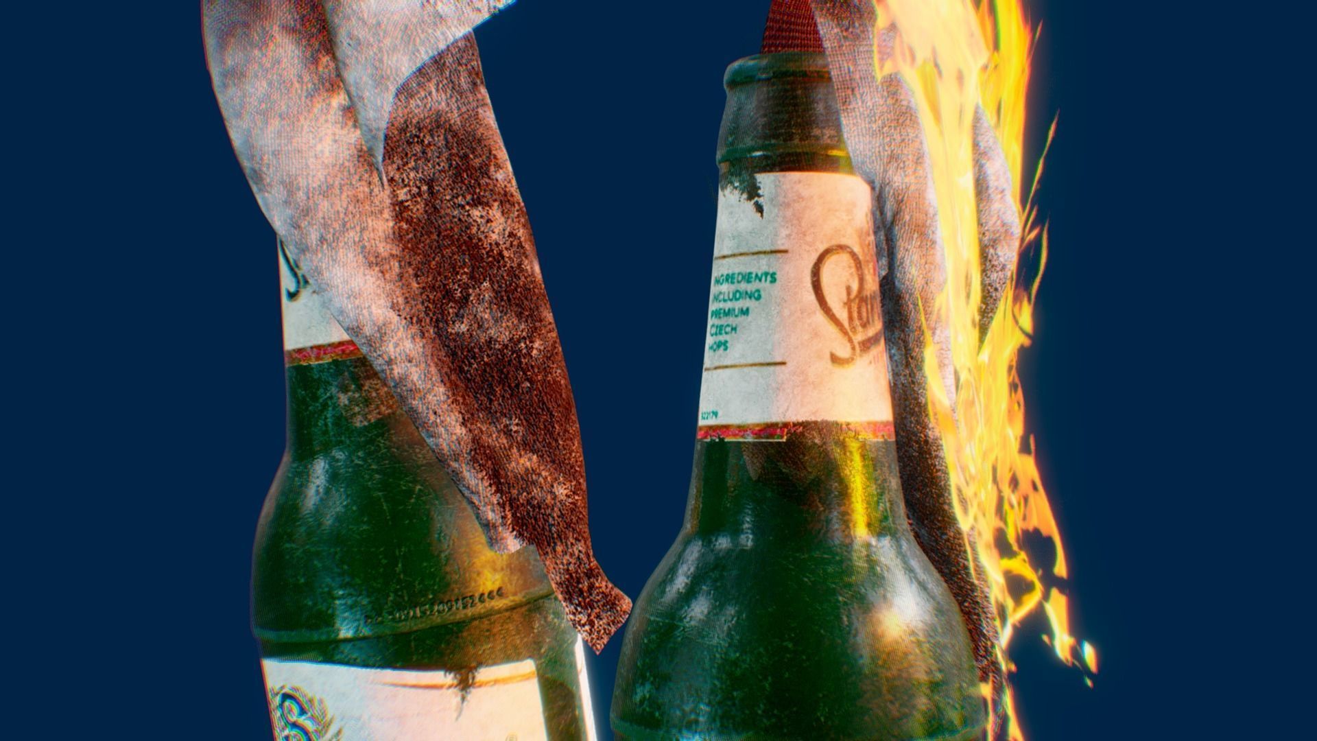 Molotov cocktail Low-poly 3D model_3