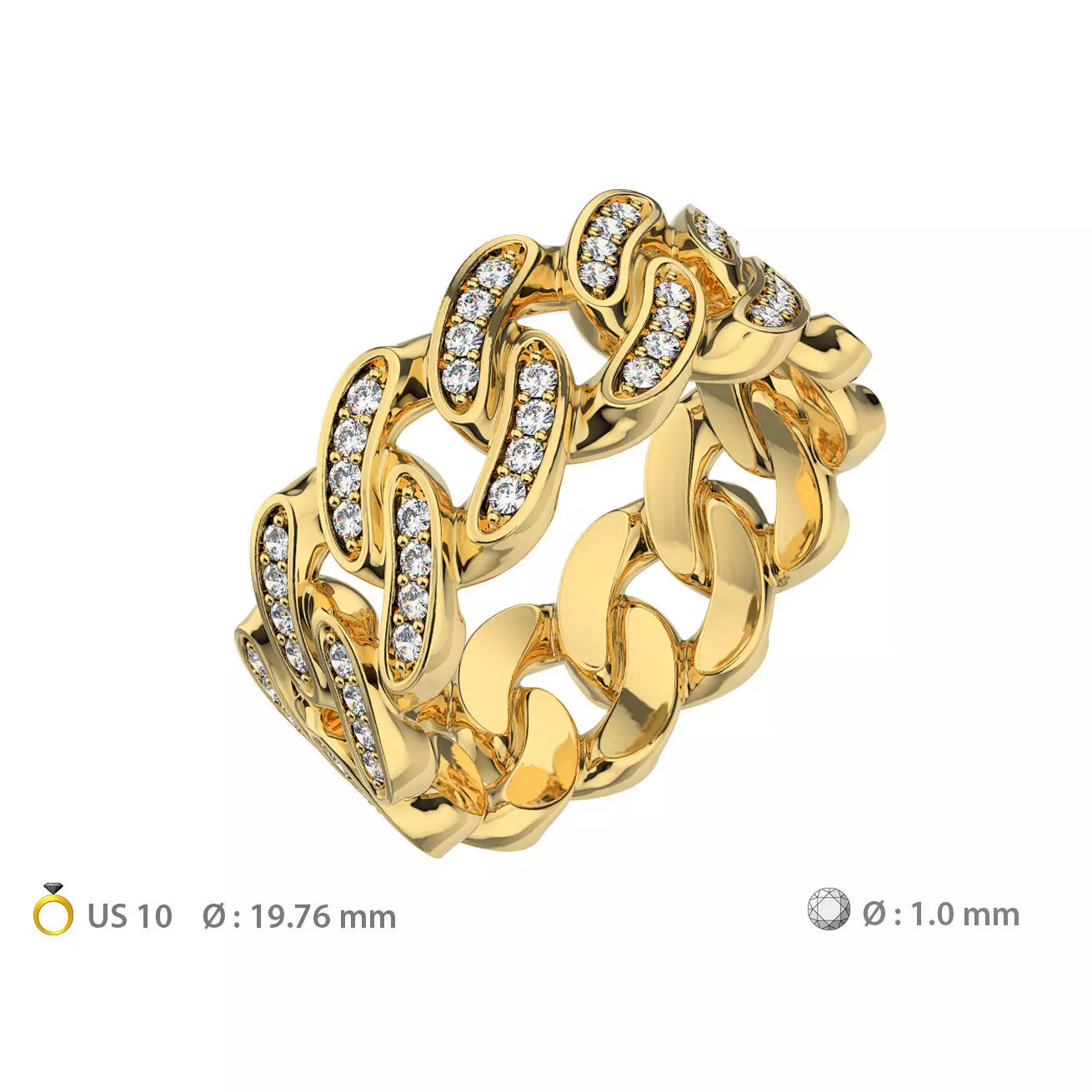 N166 US10 Cuban ring T02 3D print model