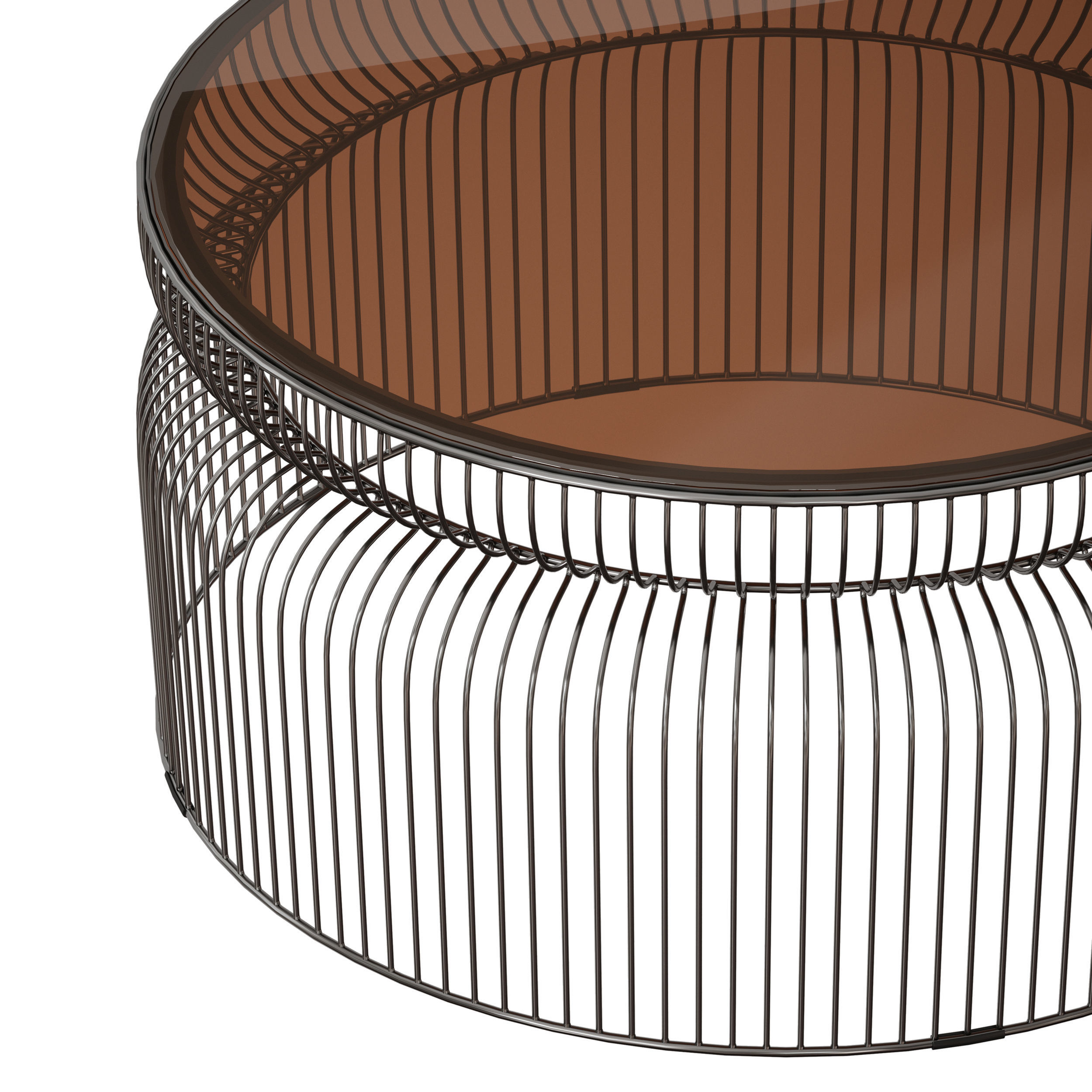 Spoke Tea Glass Graphite Metal Coffee Table Crate and Barrel 3D model_9