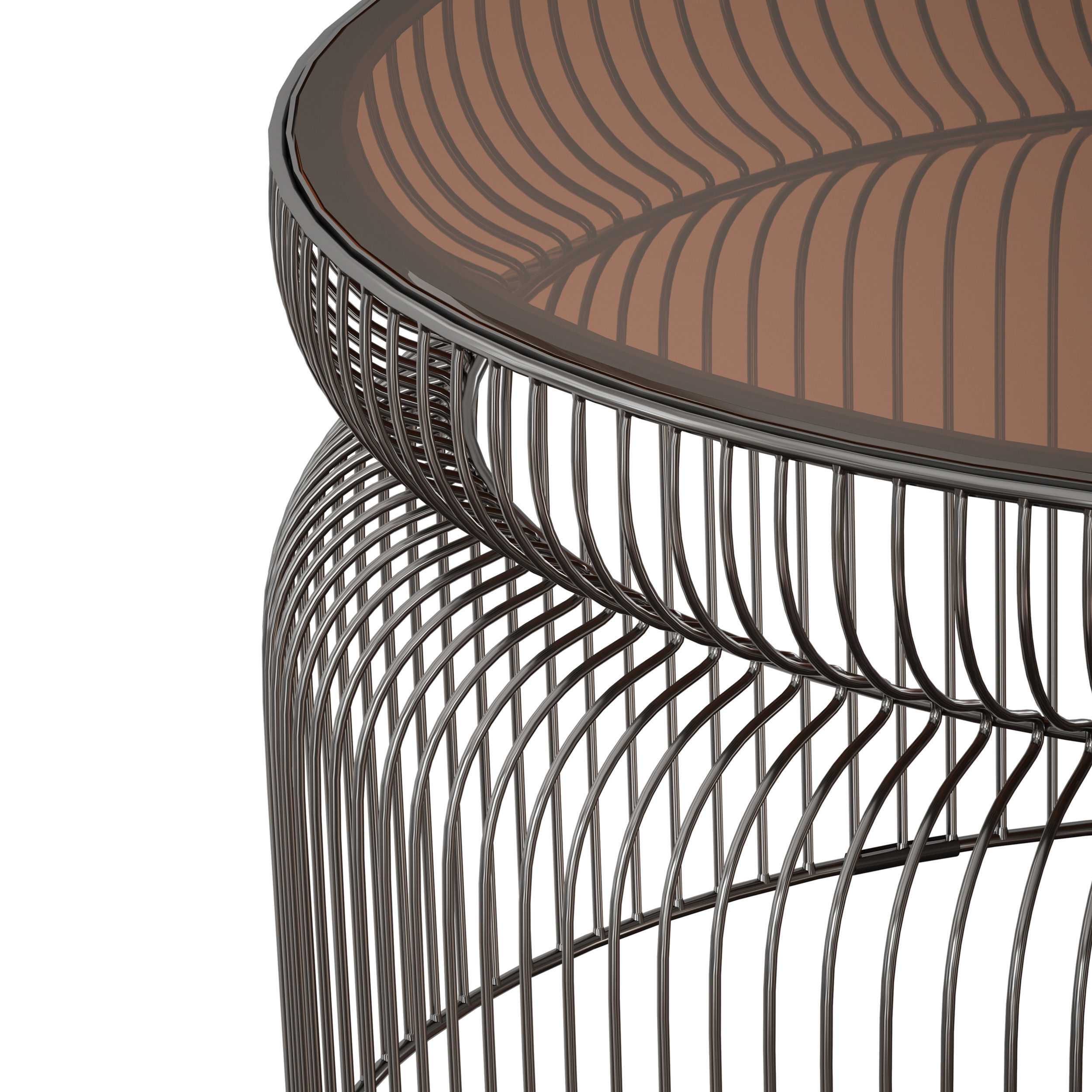 Spoke Tea Glass Graphite Metal Coffee Table Crate and Barrel 3D model_5