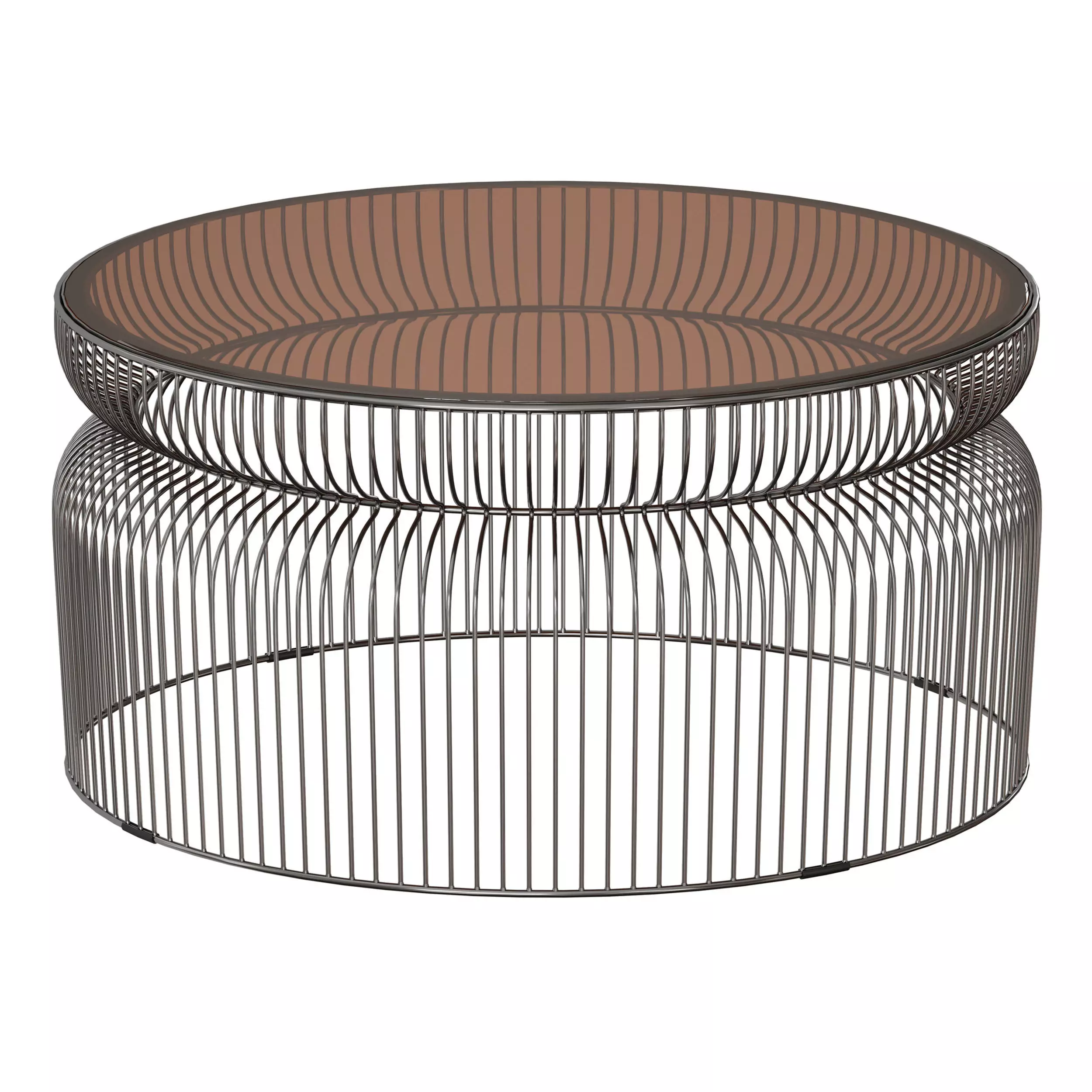 Spoke Tea Glass Graphite Metal Coffee Table Crate and Barrel 3D model_0