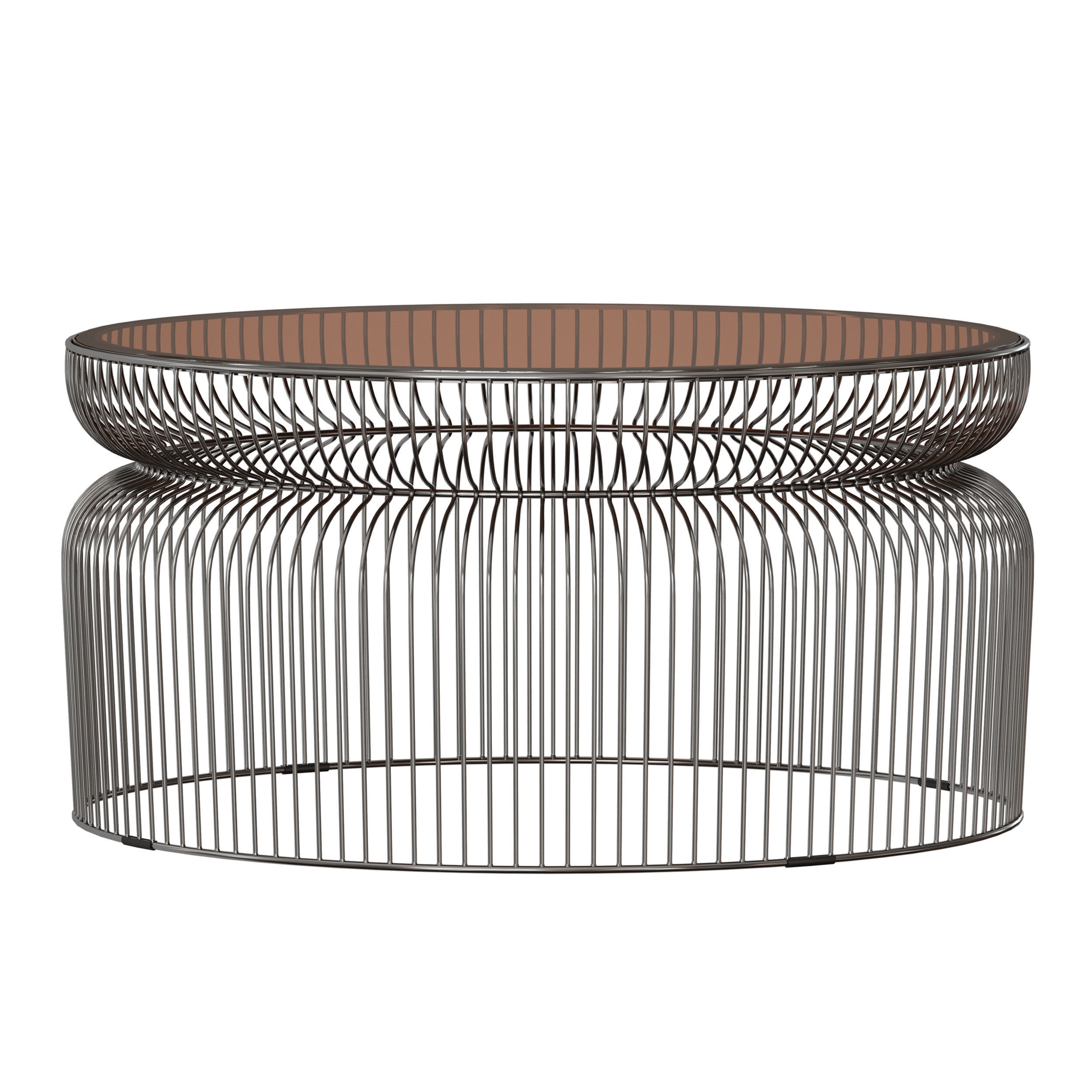 Spoke Tea Glass Graphite Metal Coffee Table Crate and Barrel 3D model_2