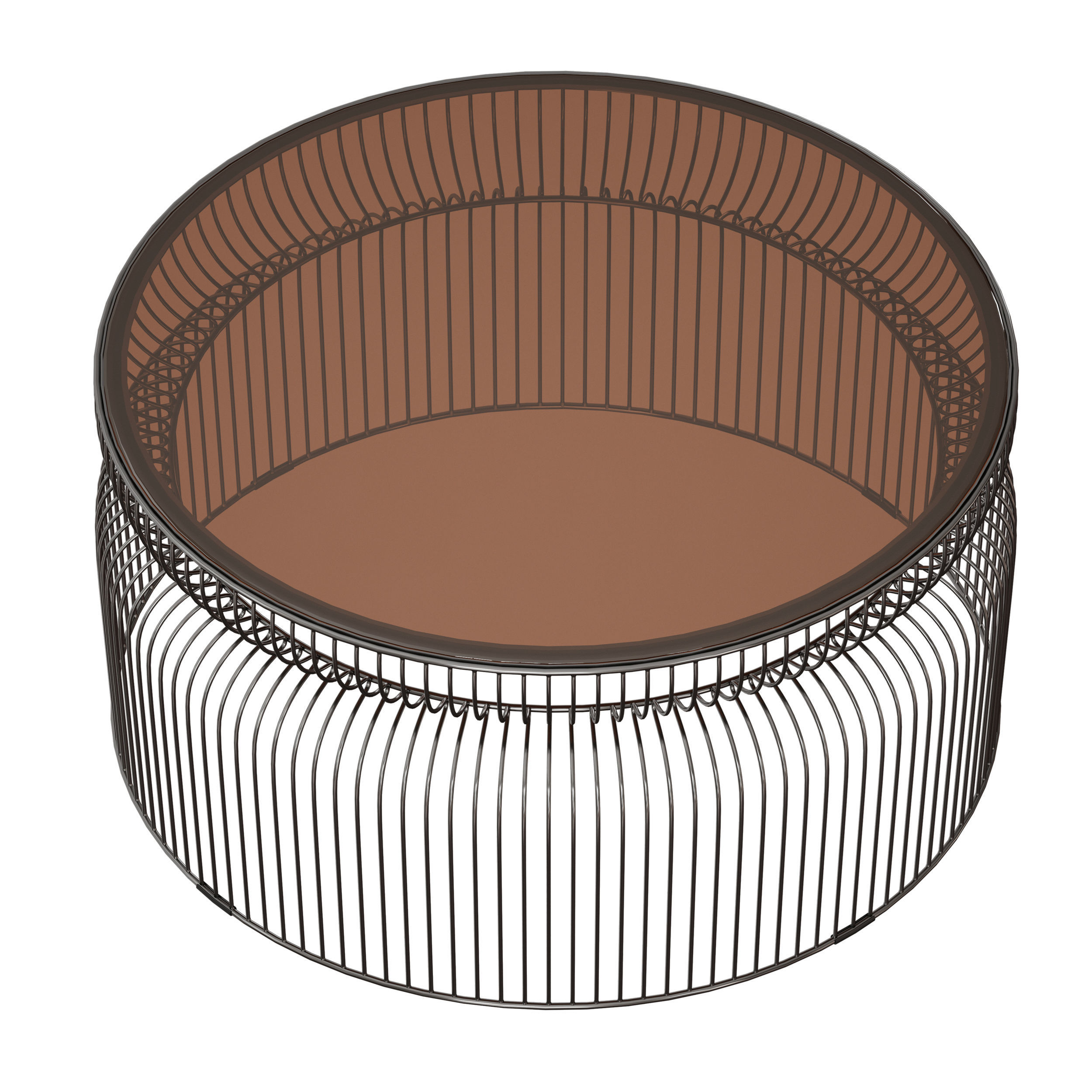 Spoke Tea Glass Graphite Metal Coffee Table Crate and Barrel 3D model_4