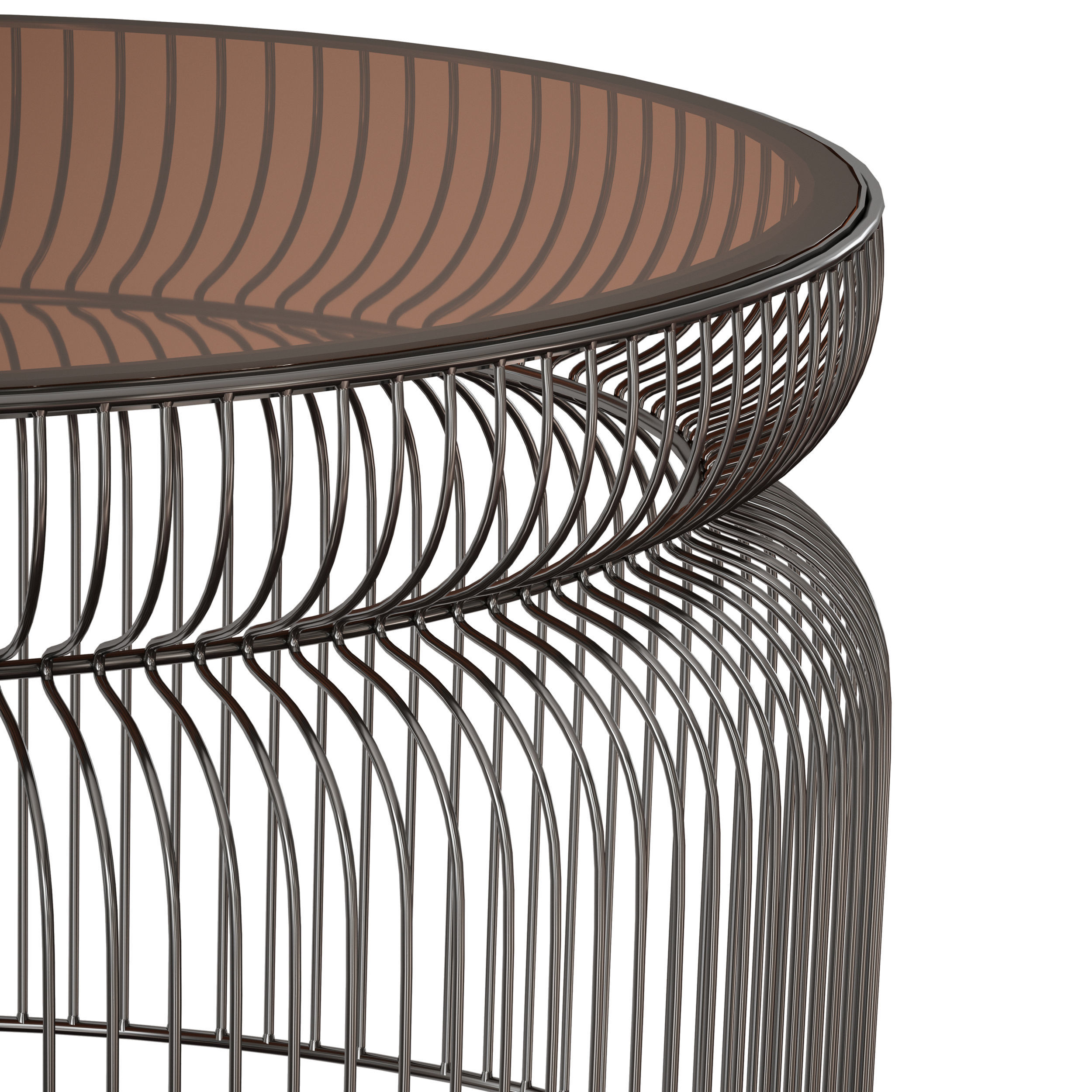 Spoke Tea Glass Graphite Metal Coffee Table Crate and Barrel 3D model_6