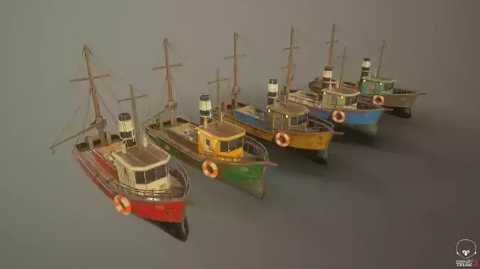 Fisher boat Low-poly 3D model