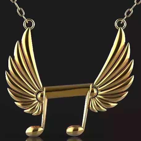 Musical Note  Necklace Silver Gold  Print