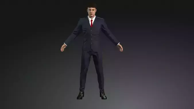 businessman  rigged with face rig Low-poly 3D model