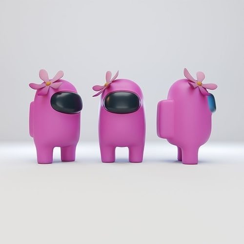 Among Us Flower Hat Character 3D model