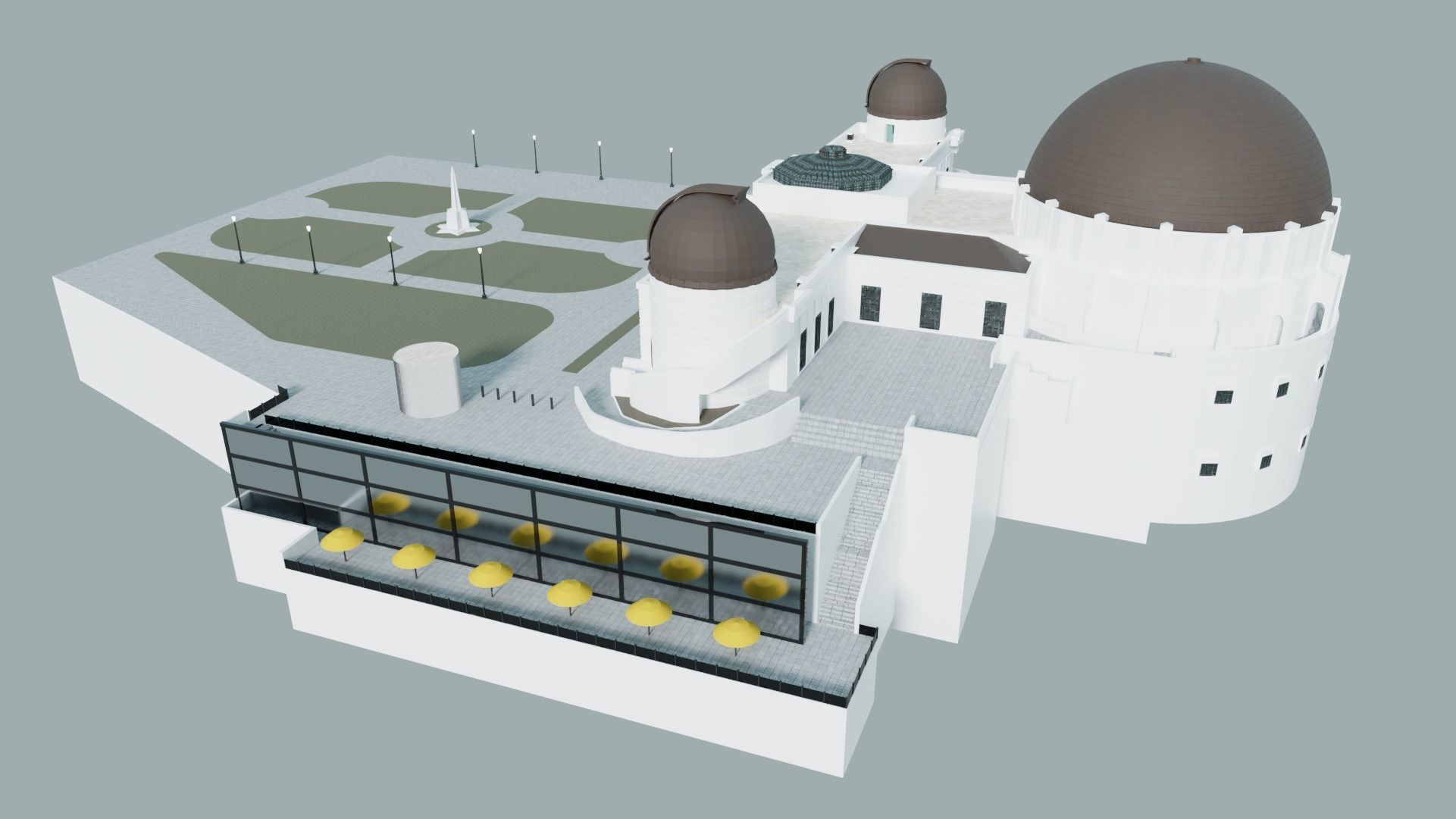 Griffith Observatory Low-poly 3D model_5