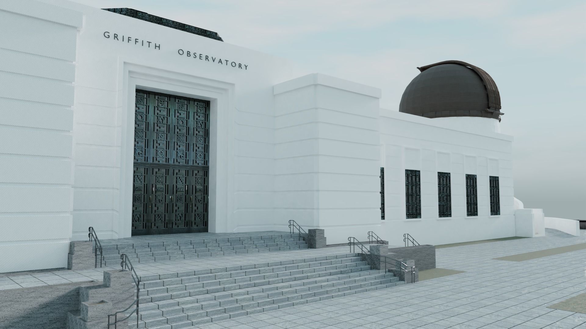 Griffith Observatory Low-poly 3D model_1