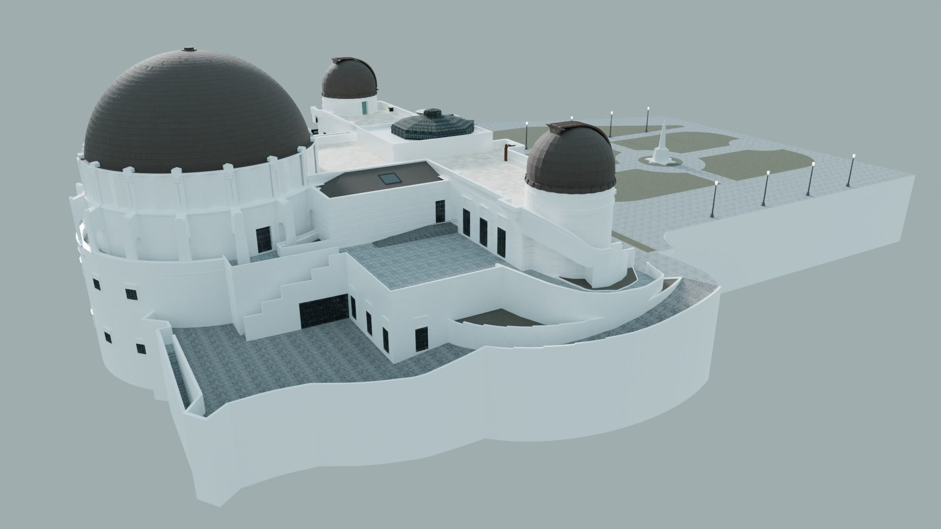 Griffith Observatory Low-poly 3D model_2
