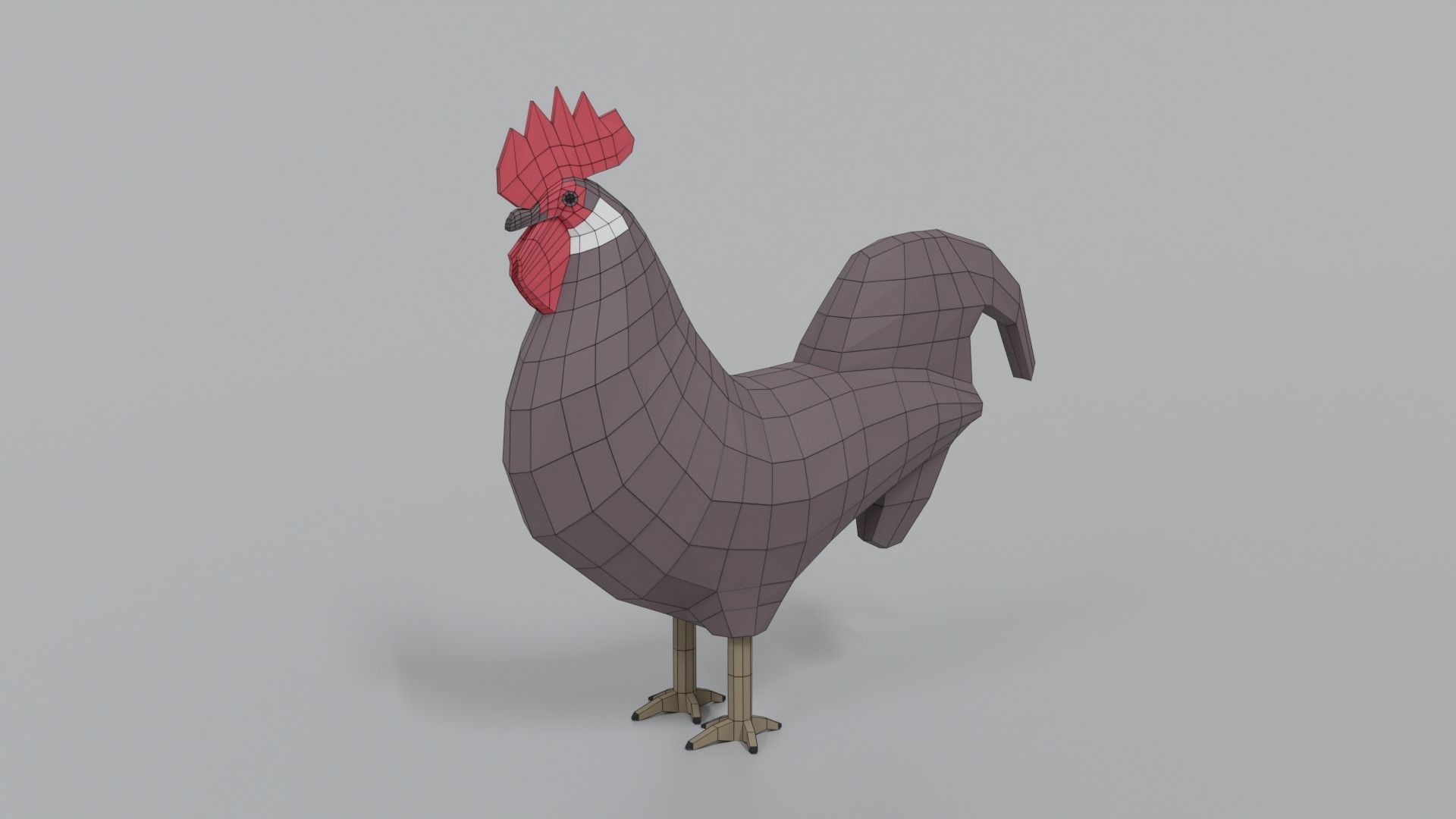 Low Poly Cartoon Rooster Low-poly 3D model_9