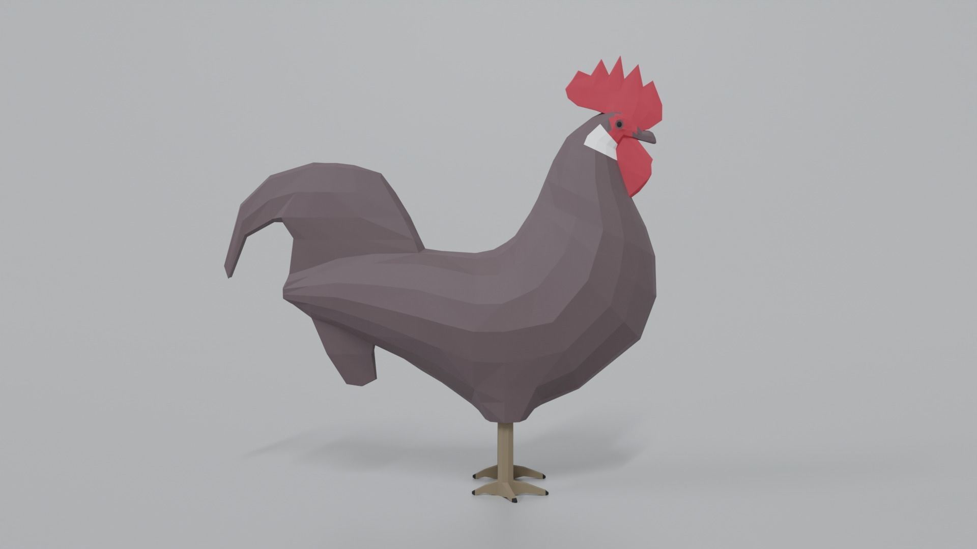 Low Poly Cartoon Rooster Low-poly 3D model_5