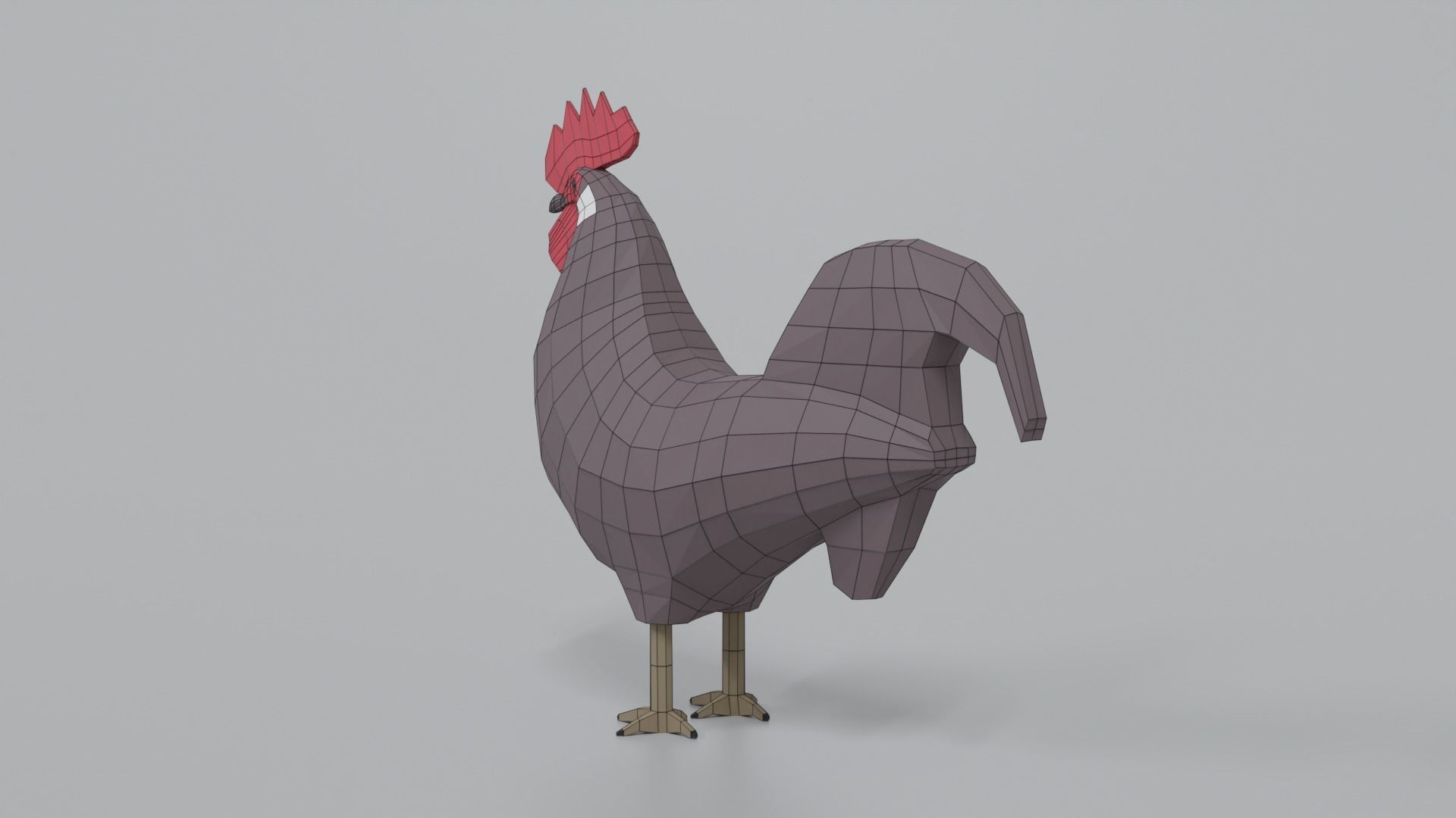 Low Poly Cartoon Rooster Low-poly 3D model_11