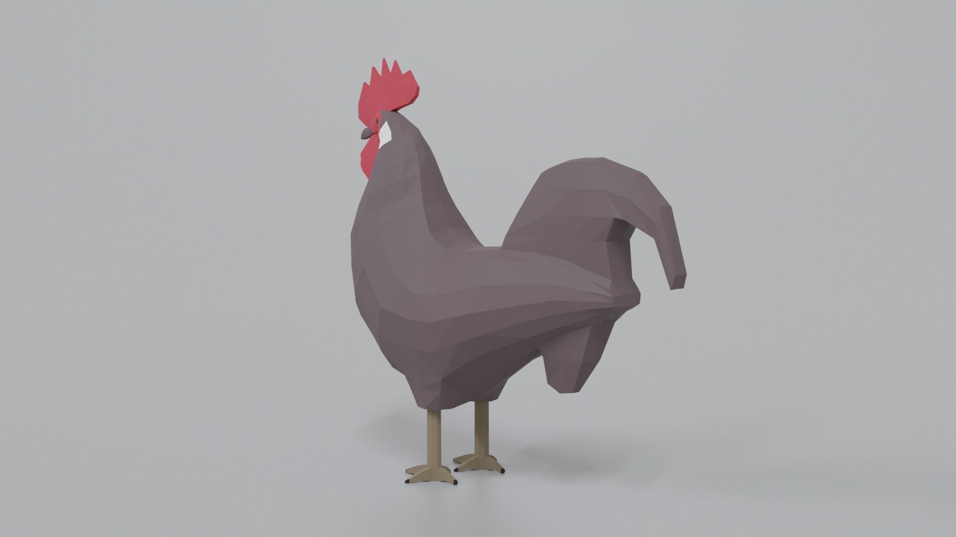 Low Poly Cartoon Rooster Low-poly 3D model_2