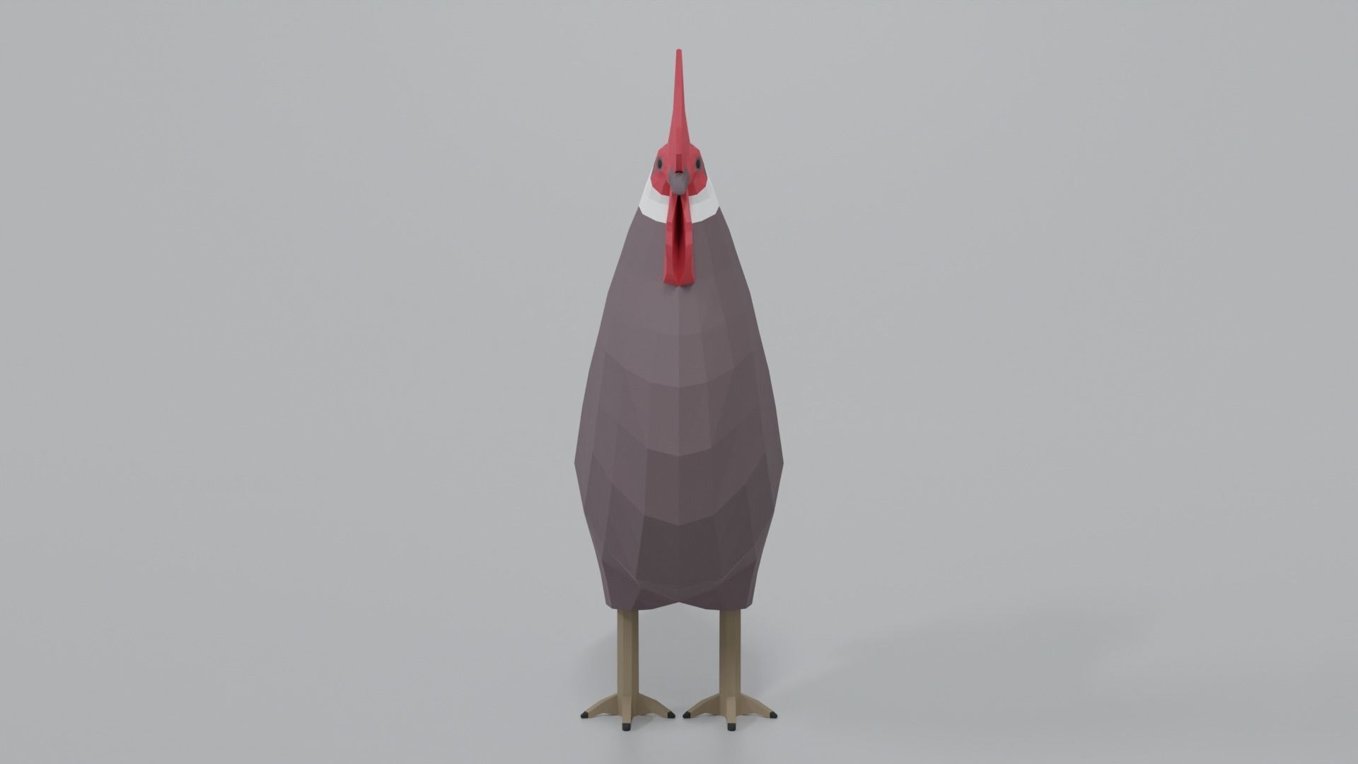 Low Poly Cartoon Rooster Low-poly 3D model_7