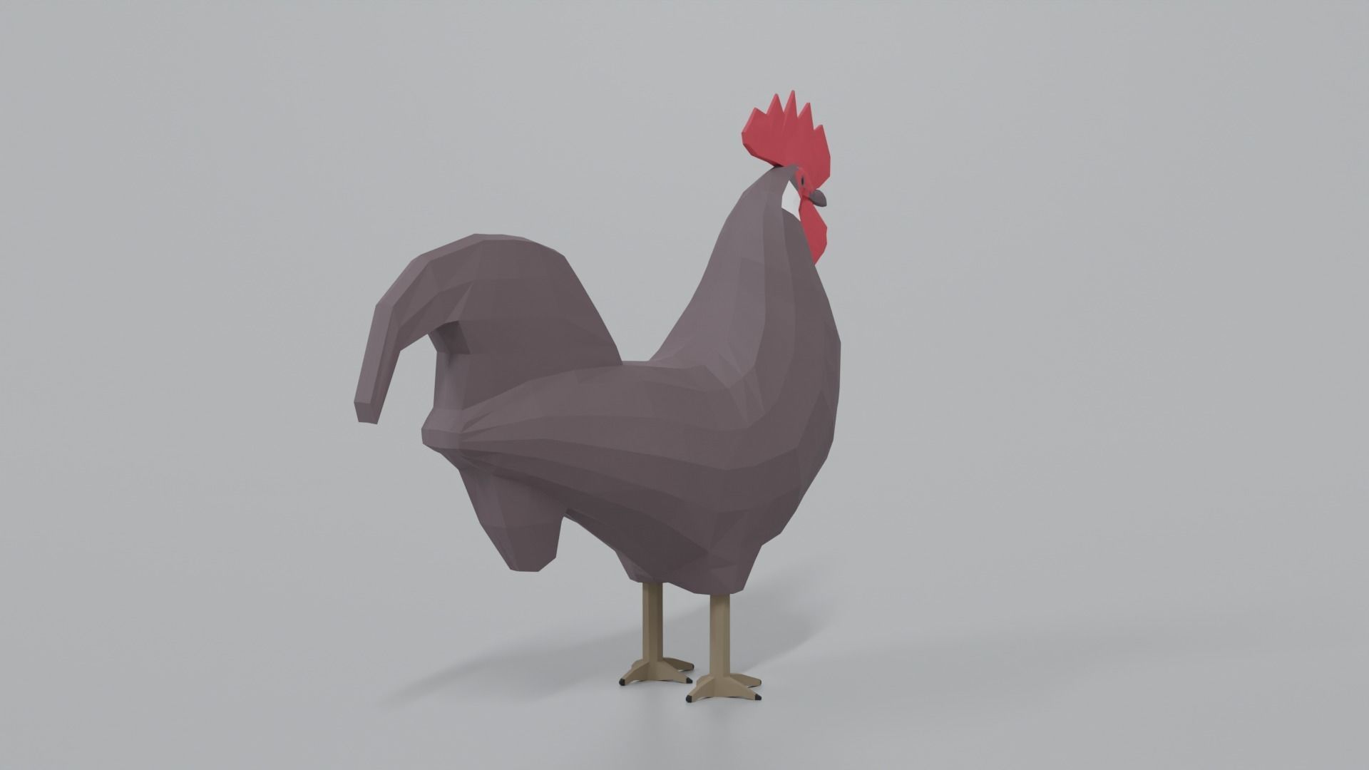 Low Poly Cartoon Rooster Low-poly 3D model_4