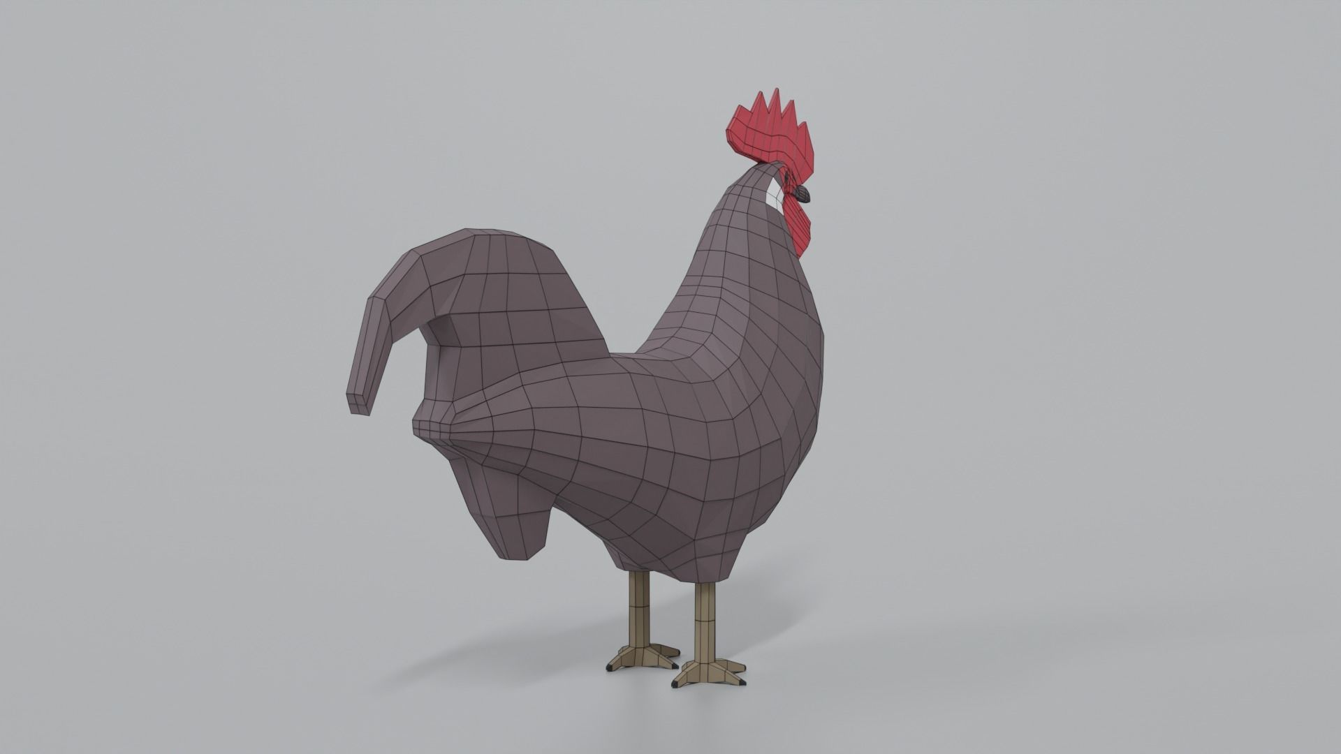Low Poly Cartoon Rooster Low-poly 3D model_13